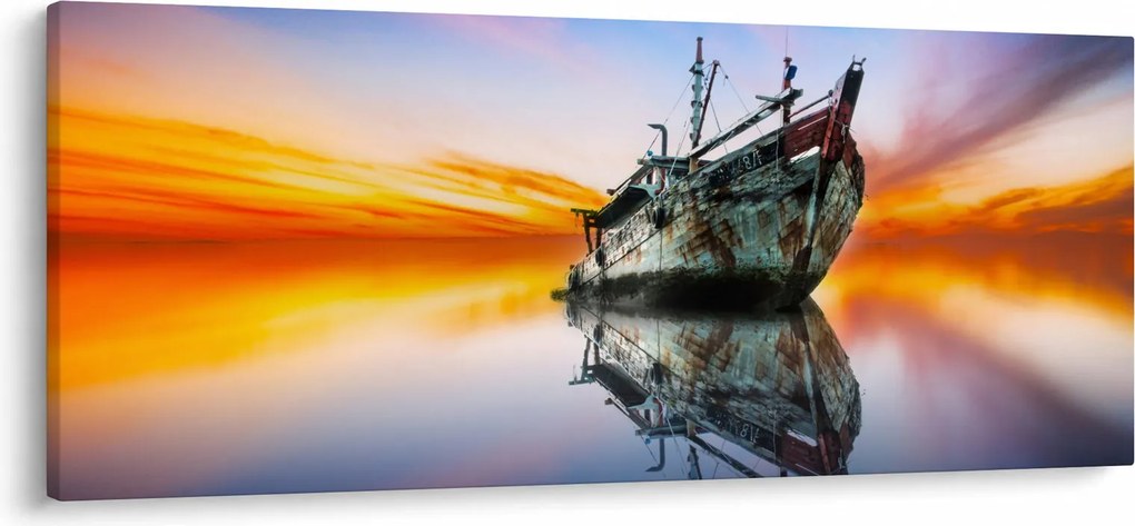Obraz - Svitanie nad vrakom lode (120x50 cm)