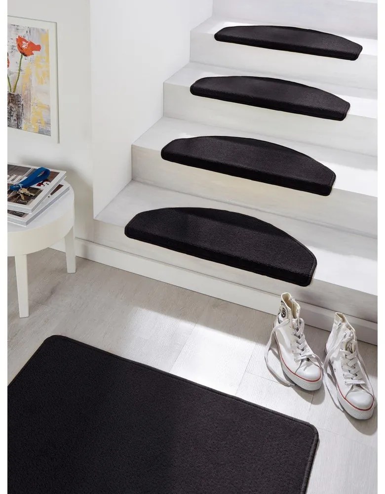Čierne priľnavé nášľapy na schody v súprave 15 ks 23x65 cm Fancy – Hanse Home