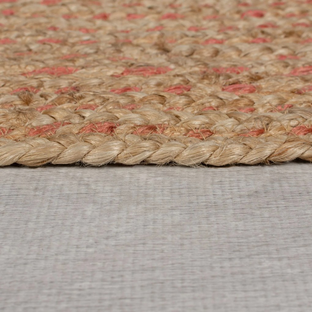 Flair Rugs koberce Kusový koberec Capri Jute Natural/Coral kruh - 133x133 (priemer) kruh cm