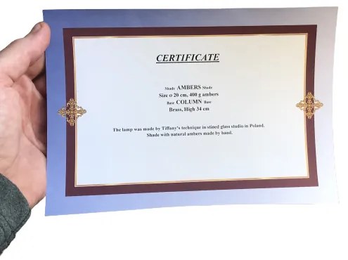 Jantar lampa Tiffany 33*20Ø AMBER