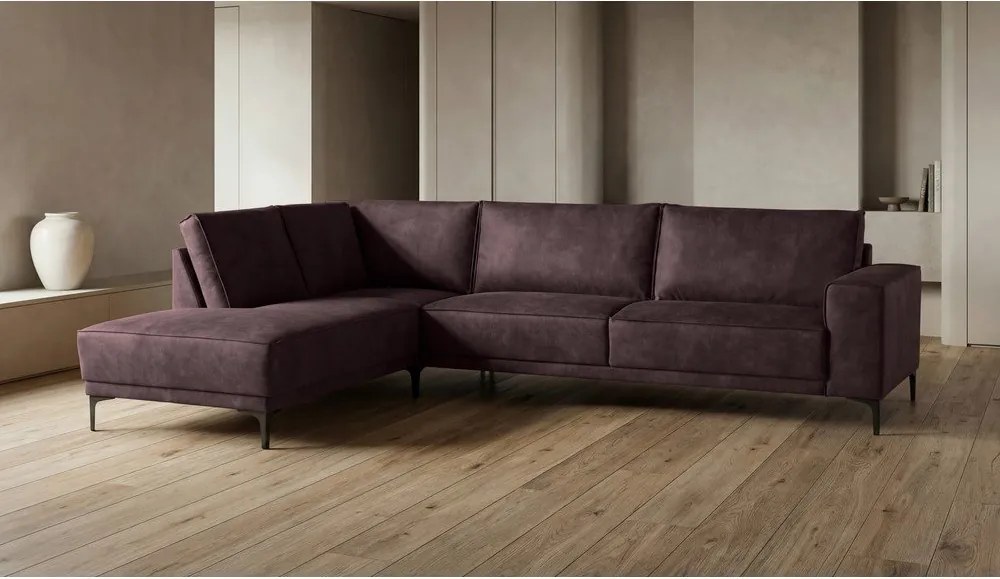 Hnedá rohová pohovka z imitácie kože (ľavý roh) Copenhagen – Scandic