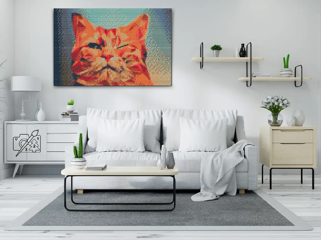 Gario Diamantové maľovanie Vektorová mačka Rozmery: 120 x 80 cm, Rámovanie: S vnútorným rámom, Diamanty: Okrúhle