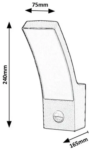 Rabalux 7505 Palanga vonkajšie nástenné svietidlo LED 12W 800lm 3000K IP44 antracit, senzor