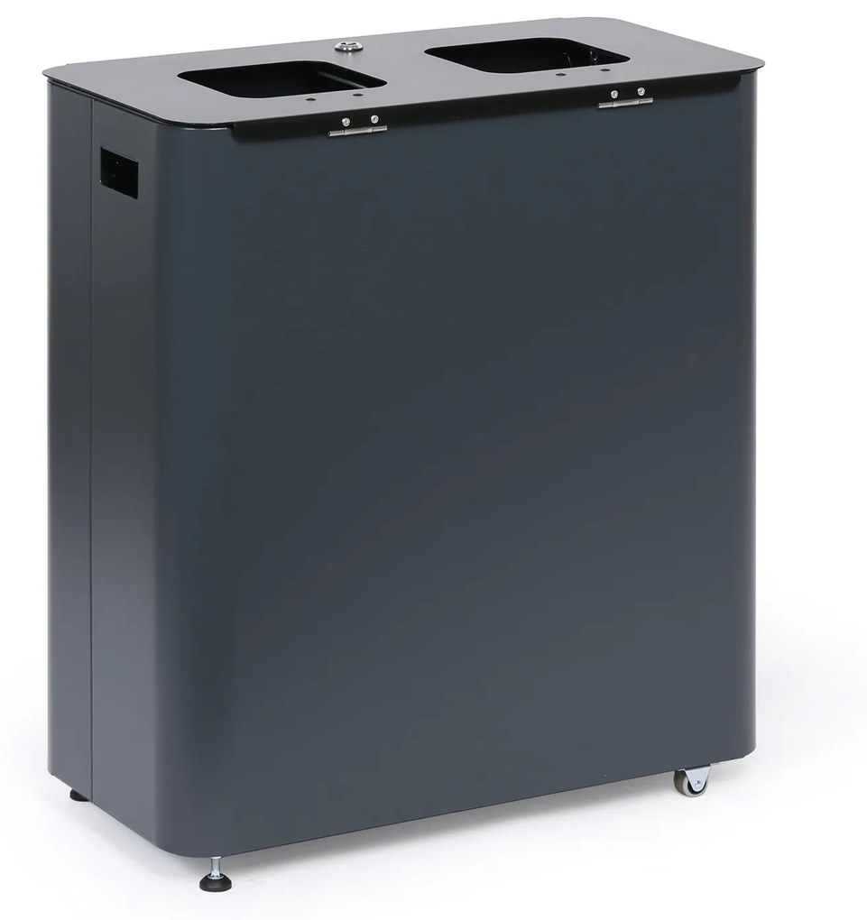 Odpadkový kôš na triedený odpad, 2 x 60 l, lakovaný sivý