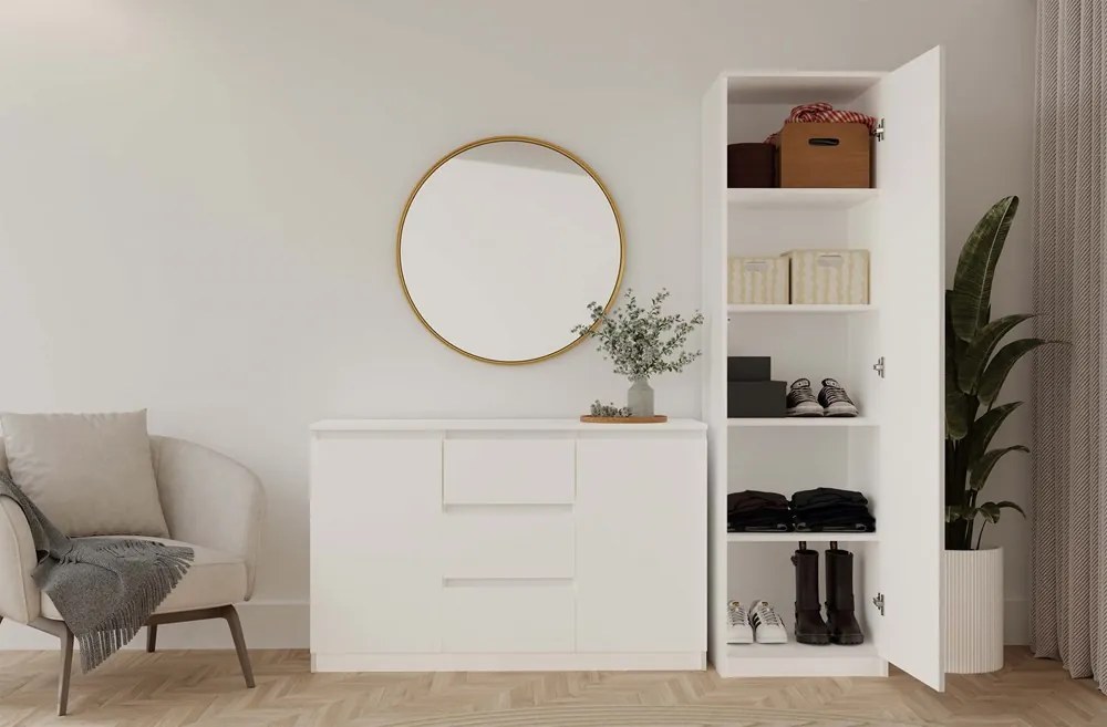 Šatníková skriňa Malwa 50 cm so zrkadlom biela