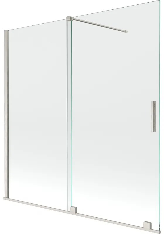 Mexen Velar, 2-krídlová posuvná vaňová zástena 160 x 150 cm, 8mm číre sklo, brúsená oceľ, 896-160-000-01-97