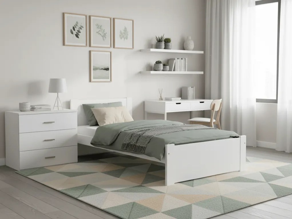 Posteľ IKAROS 90 x 200 cm, biela Rošt: S latkovým roštom, Matrac: Matrac DELUXE 10 cm