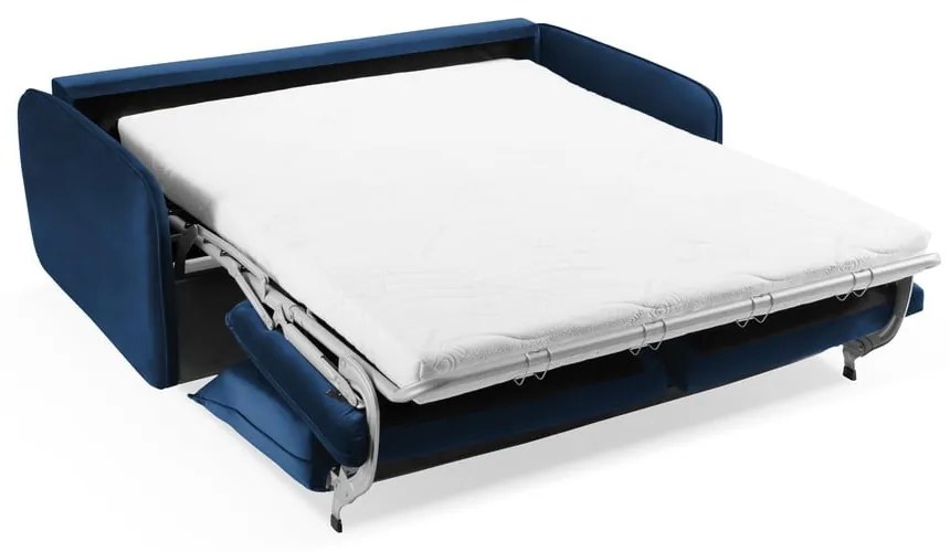 Tmavomodrá zamatová rozkladacia pohovka 194 cm Vienna – Cosmopolitan Design