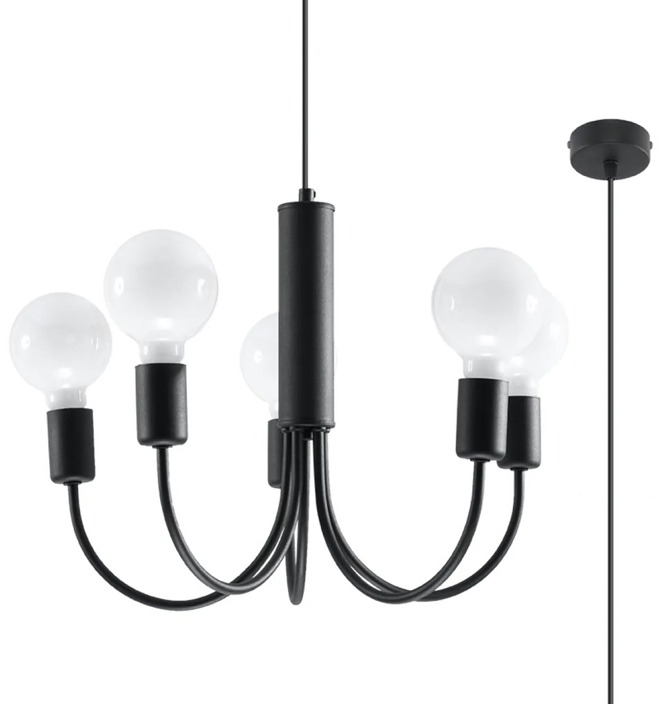 Luster Piccolo 5, čierne telo svietidla