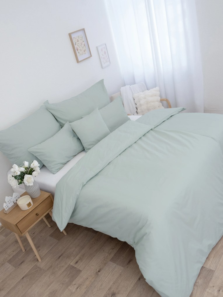 Francúzske bavlnené obliečky Renforcé - Jasmine sivozelená