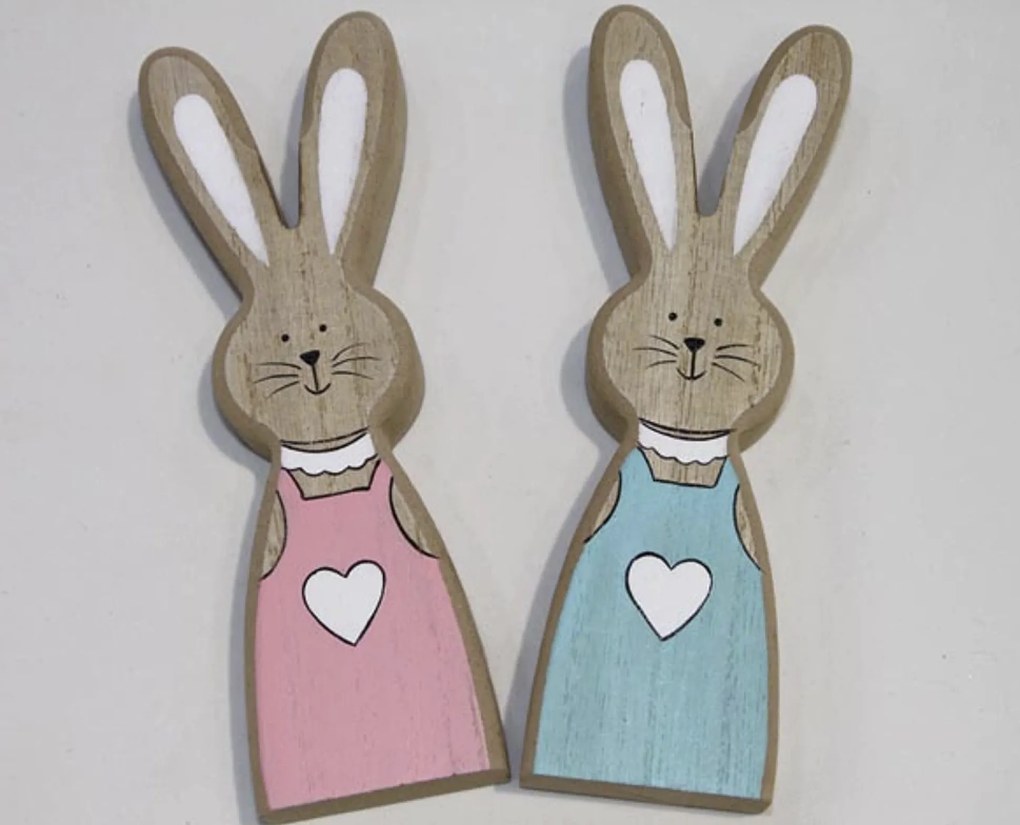 Drevený králik LAPINA XL s farebnými šatami, 18 cm Farba: Modrá