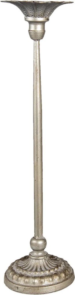 Kovový stříbrný svícen s patinou Cherell - Ø 12*50 cm