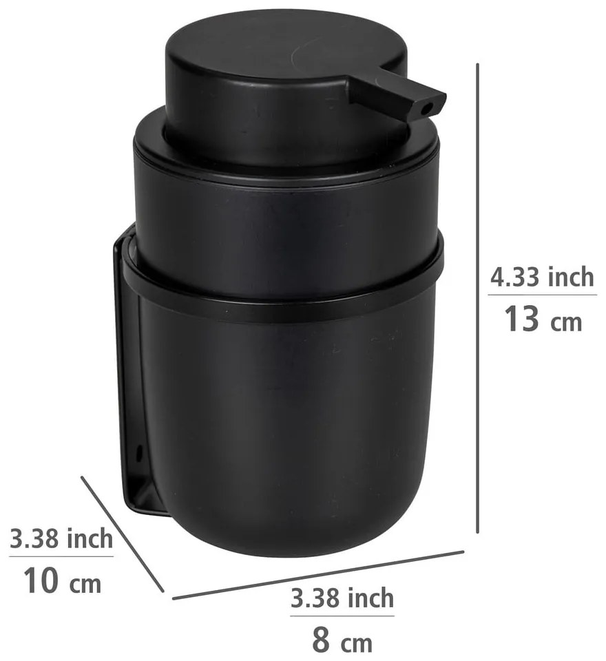 Čierny samodržiaci plastový dávkovač mydla 0.25 l Carpino - Wenko