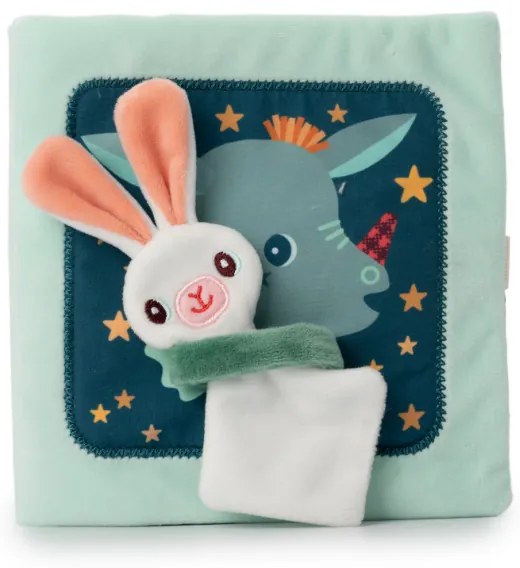 Lilliputiens - textilná knižka s aktivitami - dráčik Joe a jeho maznáčik