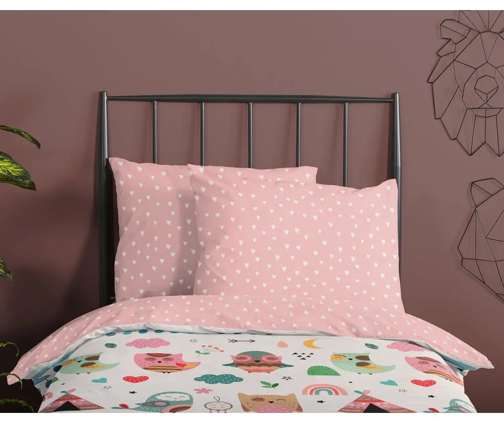 Ružové bavlnené detské obliečky do postieľky 100x135 cm Wise – Good Morning