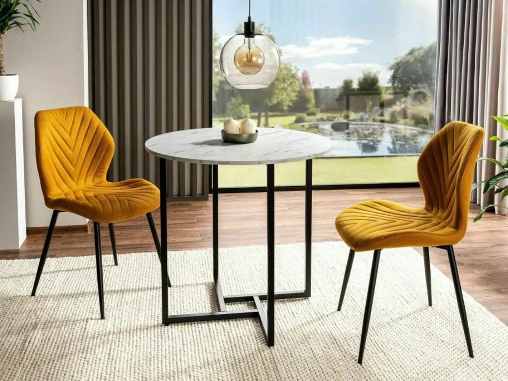 Okrúhly jedálenský stôl ALTO II 80 cm, dekor biely mramor