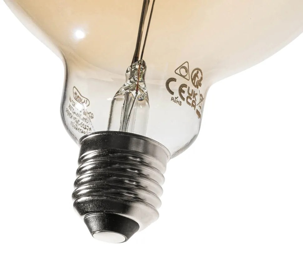 Sada 5 stmievateľných LED žiaroviek E27 so špirálovým vláknom zlatá G125 4W 270 lm 2700K