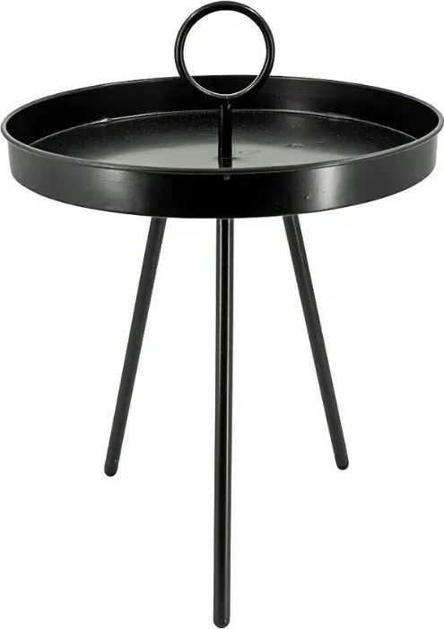 Záhradný odkladací stolík SIRVON kovový 50x70 cm, čierny