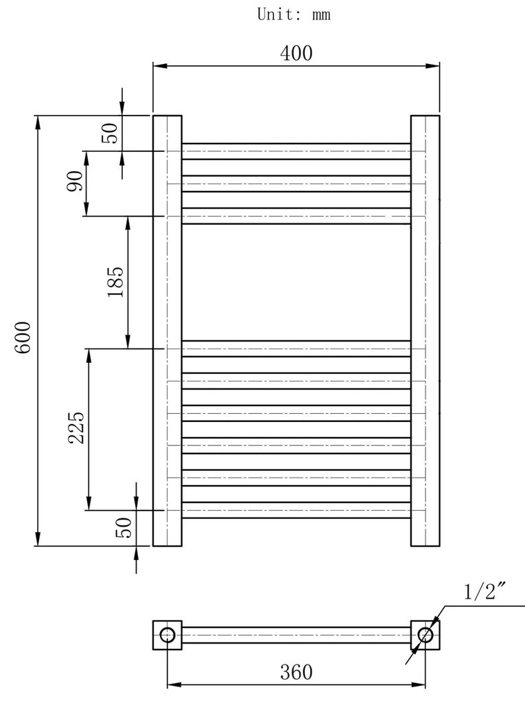 Erga Proper, vykurovacie teleso 600x400 mm, 256W, biela, ERG-LAV-PROP-6040-WH