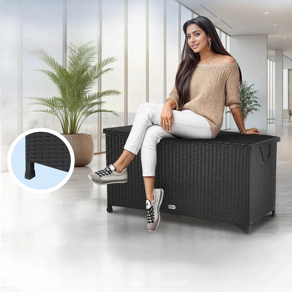 Polyratanový úložný box RICCO, 122x56 61cm, čierna Casaria