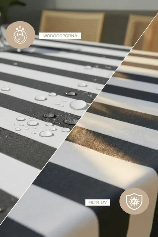 Záhradný obrus STRIPES grafitový Rozmer: 140x200 cm