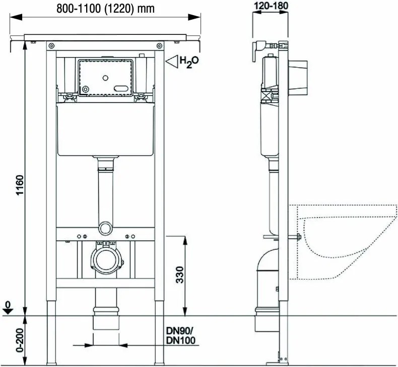 Mereo Mereo, WC modul pre suchú inštaláciu, pre sádrokartón (inštalácia do jadra), MER-MM03N