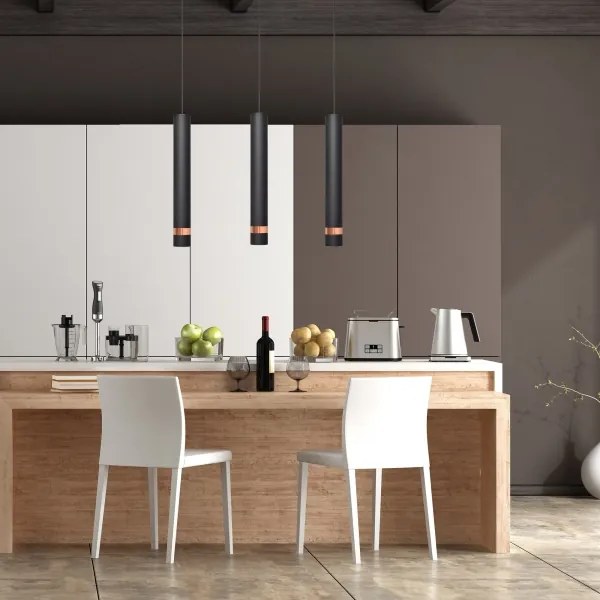 LED Luster na lanku TUBA 3xGU10/4,8W/230V čierna/medená