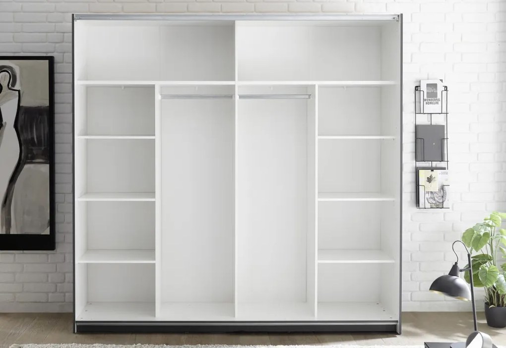 Šatníková skriňa Melton, 215 cm, grafit/dub mauvella