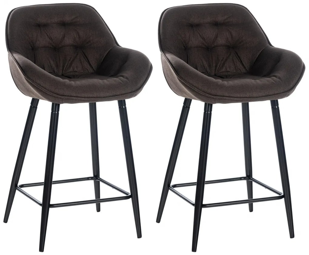 Barová stolička Gibson (SET 2 ks) - látka, kovové nohy čierne - Hnedá