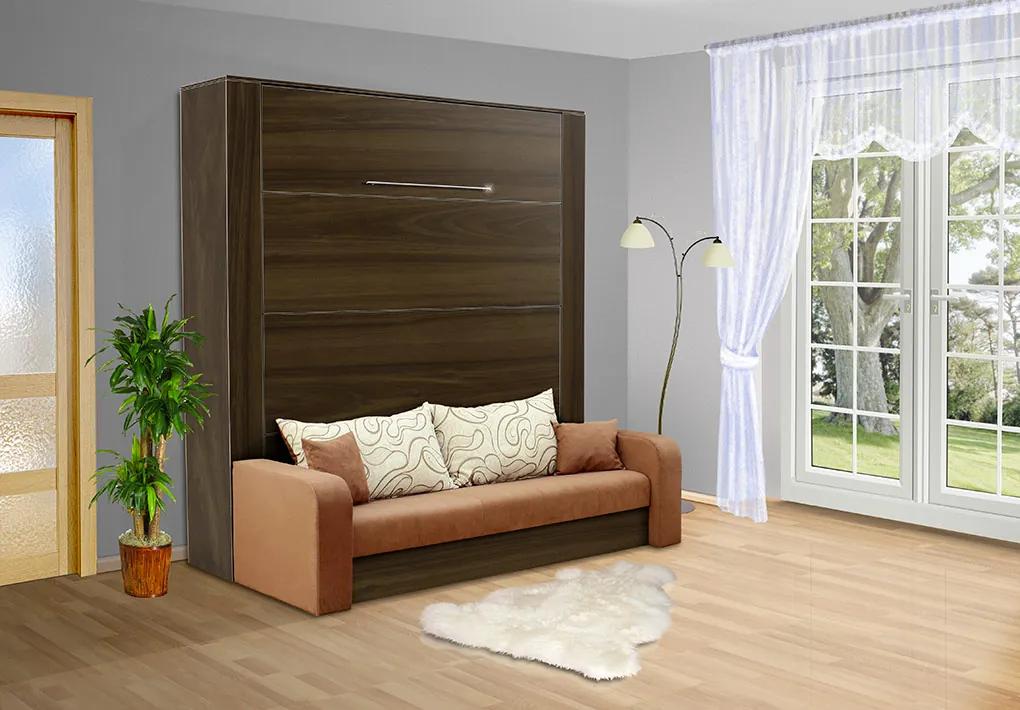 Nabytekmorava Sklápacia posteľ s pohovkou VS 3071P . 200x140 nosnost postele: štandardná nosnosť, farba lamina: biela 113, farba pohovky: nubuk 22 sivá