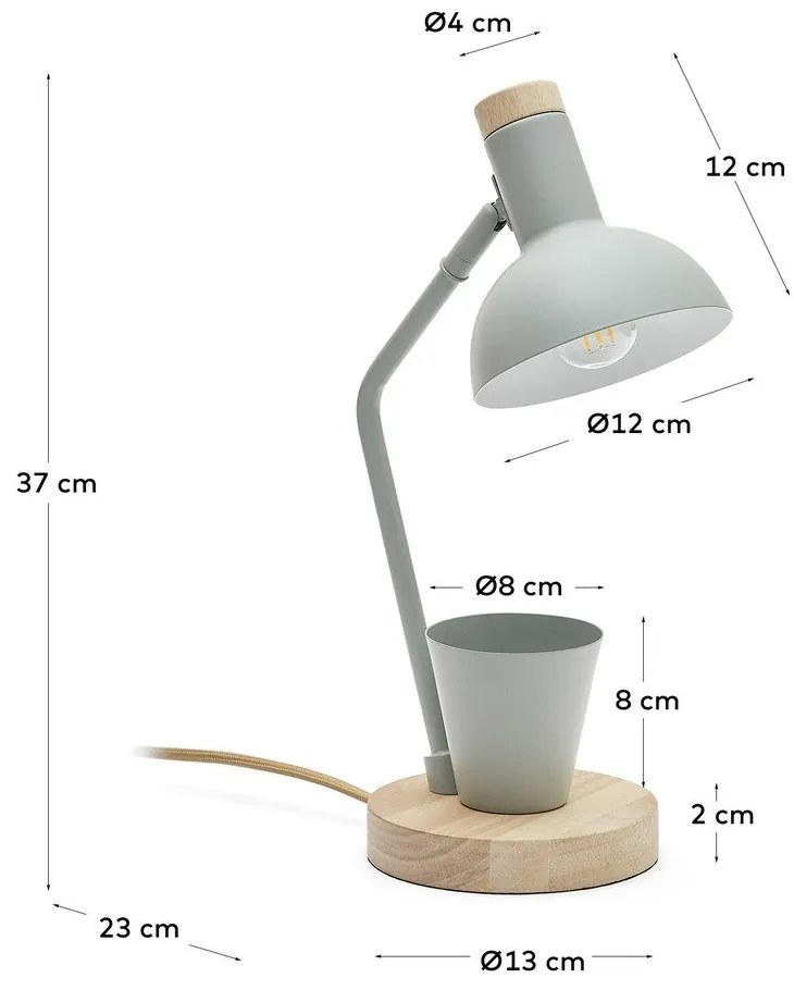 Stolová lampa v mentolovej farbe s kovovým tienidlom (výška 37 cm) Katia – Kave Home