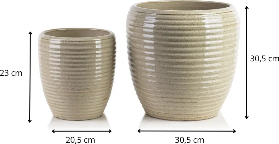 Sada 2 ks keramických květináčů NEVA XIV světle béžová