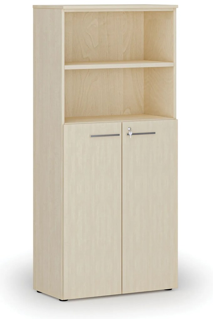 Kombinovaná kancelárska skriňa PRIMO WOOD, dvere na 3 poschodia, 800 x 420 x 1781 mm, breza