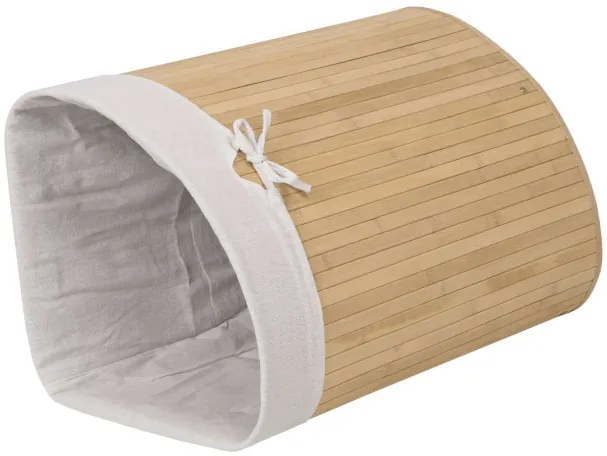 Rohový kôš na bielizeň 60 l bambusový béžový