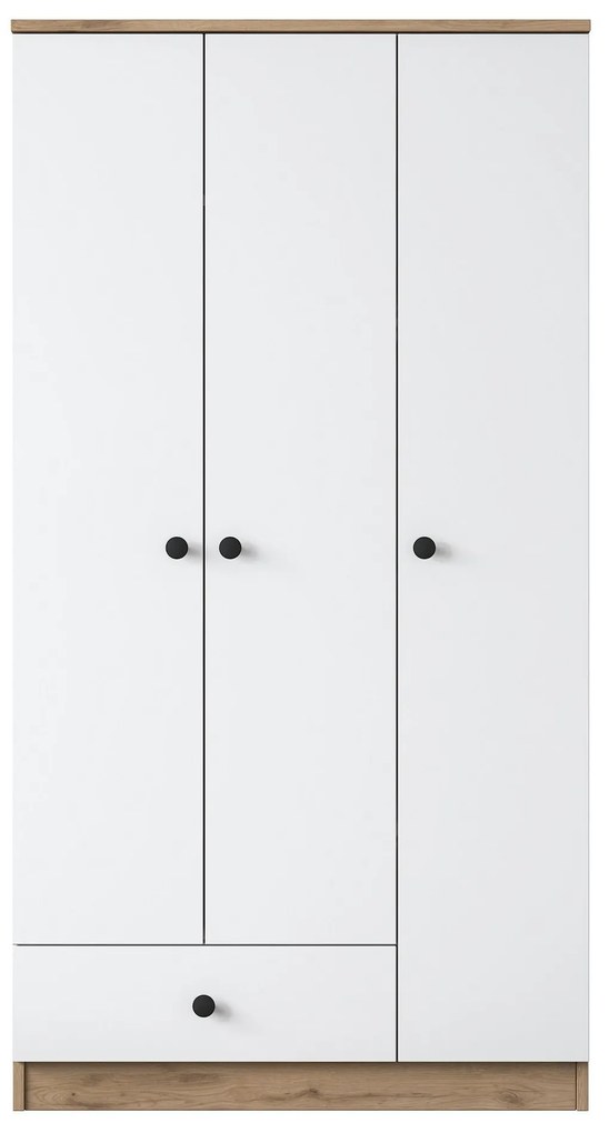 Šatní skříň BA 117 90 cm ořech/bílá