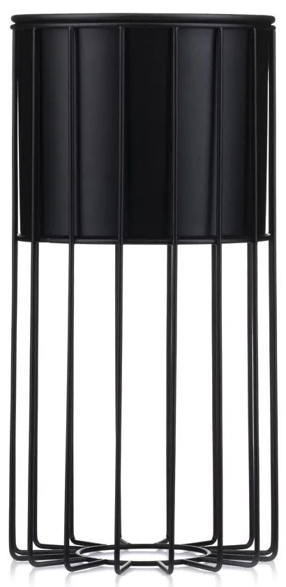 KOVOVÝ KVETINÁČ SO STOJANOM GLAM 42X20 CM ČIERNA