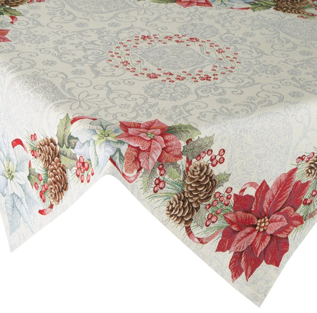 EUROFIRANY VIANOČNÝ GOBELÍNOVÝ OBRUS MERRY 100X100 CM VZOROVANÝ