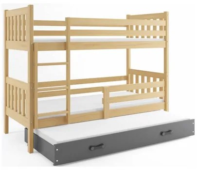 Detská posteľ CARINO s výsuvnou posteľou 80x190 cm - borovica Zelená