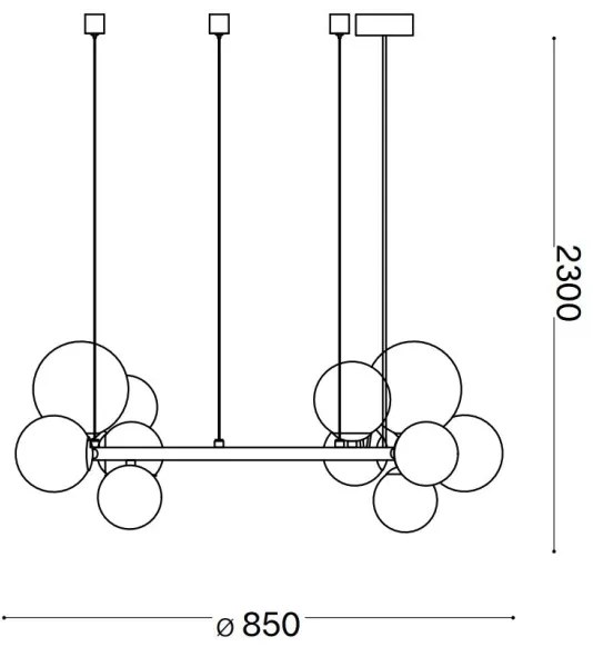 Ideal Lux - LED Luster na lanku PERLAGE 14xG9/3W/230V pr. 85 cm zlatá/dymová