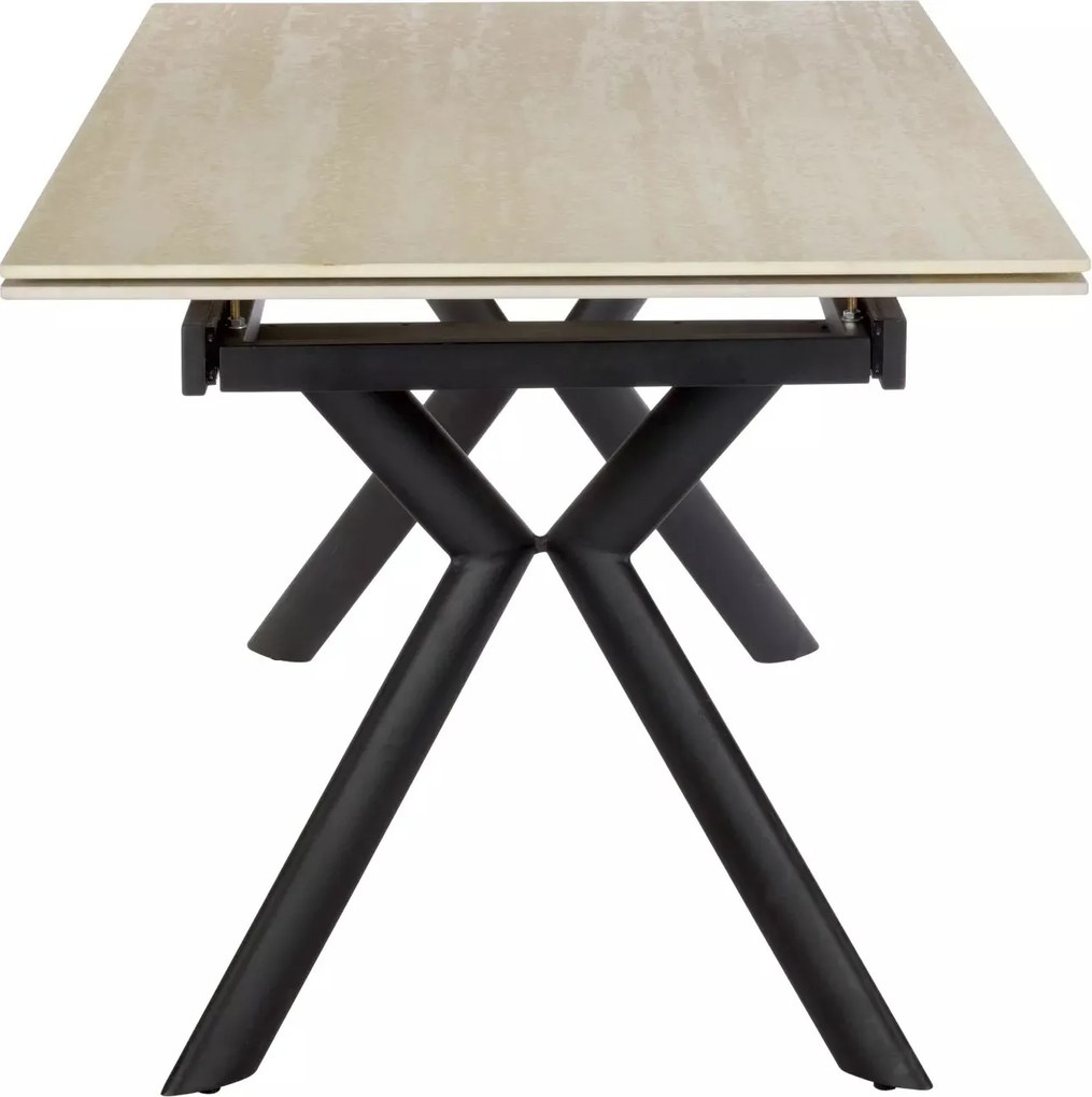 Jedálenský rozkladací stôl Norton 160/240 cm keramika travertín/čierny
