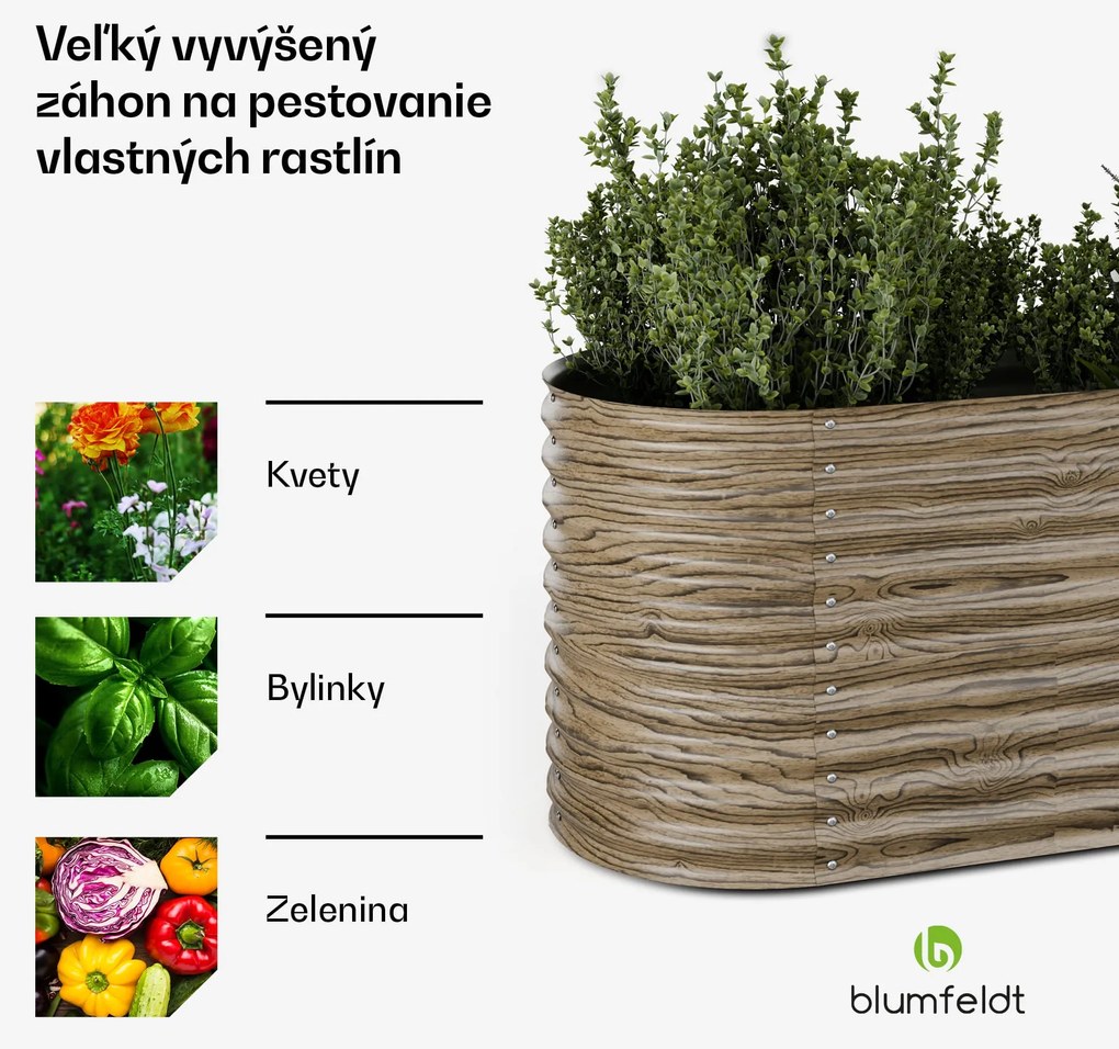 Blumfeldt High Grow vyvýšený záhon, 913 L, Ergonomický, Odolný voči poveternostným vplyvom, Oválny