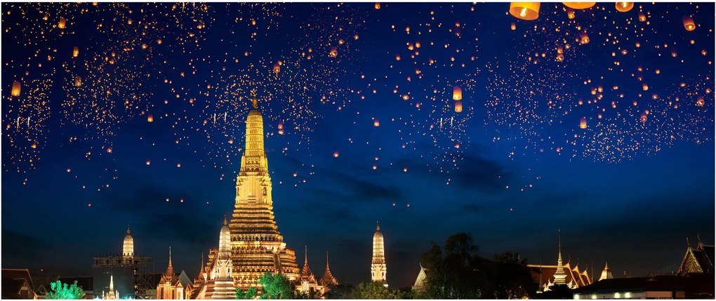 Obraz - Lampióny šťastia, Bangkok (120x50 cm)