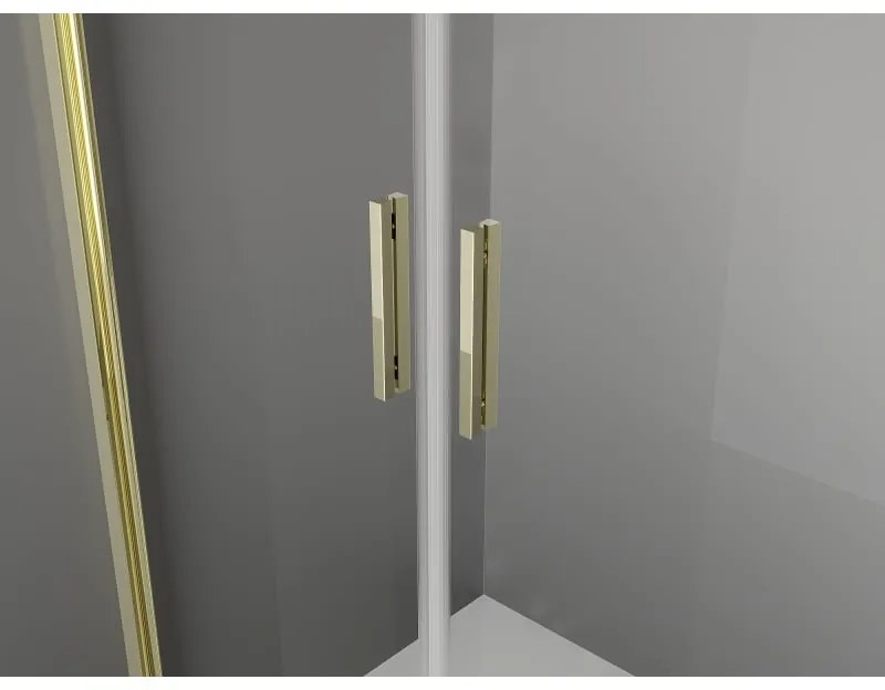 Mexen Exo, výklopné dvojité sprchové dvere 100 cm, číre sklo, zlatá, 814-100-000-50-00