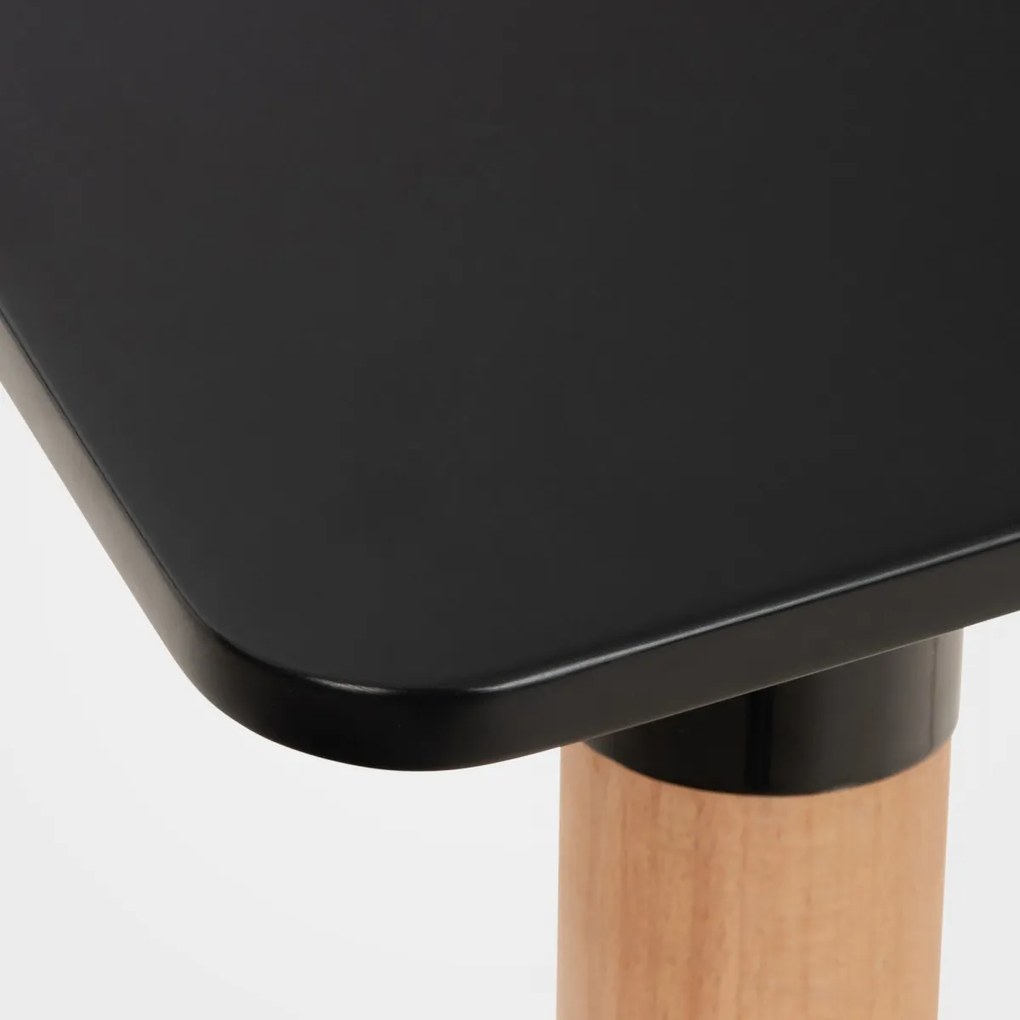 Stôl drevený Viborg 60 natura / čierna - v75 x 60 x 60 cm