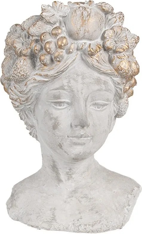 Vnitřní květináč žena 14x14x22 cm šedý kamenný květináč - 14*14*22 cm