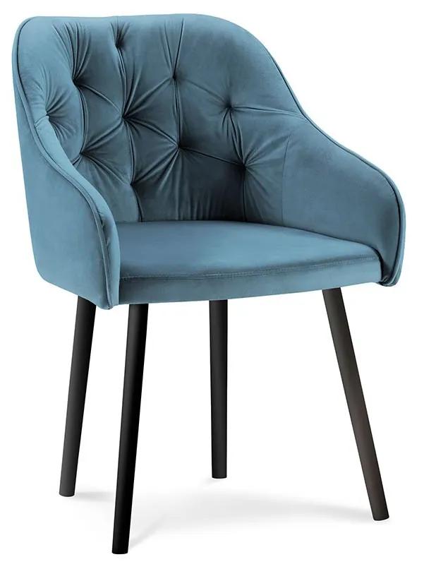 Modrá Zamatová stolička Luisa dĺžka 54 × šírka 50 × výška 80 cm MILO CASA