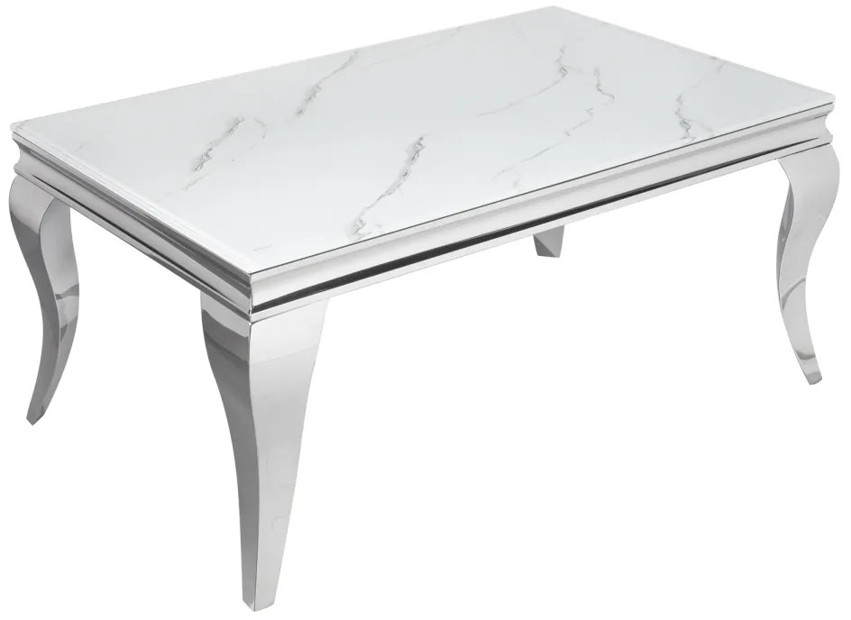 Dizajnový konferenčný stolík Rococo 100 cm strieborný - mramor