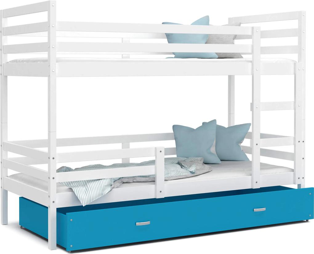 GL Poschodová posteľ Erik 2 Biela Color Farba: Modrá, Rozmer: 190x80