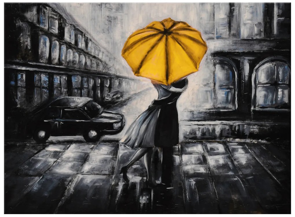 Gario Ručne maľovaný obraz Žltý bozk v daždi Rozmery: 120 x 80 cm
