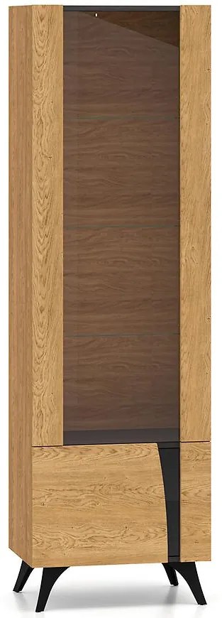 Vitrína Toscania 02l  Milton Dub  Dune/jaseň čierny/sklo